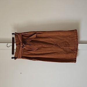 Free People brown denim high waisted midi skirt size 28